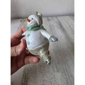 Vintage snowman Irish clover glitter ornament‎ Xmas tree